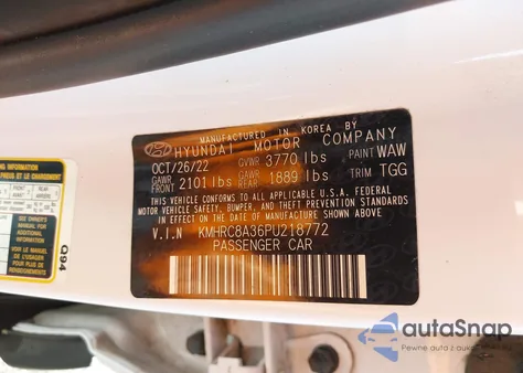 2023 Hyundai Venue Sel из США, поврежденный, VIN KMHRC8A36PU218772